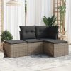 4-dijelni set vrtnih sofa od poliratana s jastucima sivi