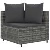 4-dijelni set vrtnih sofa od poliratana s jastucima sivi
