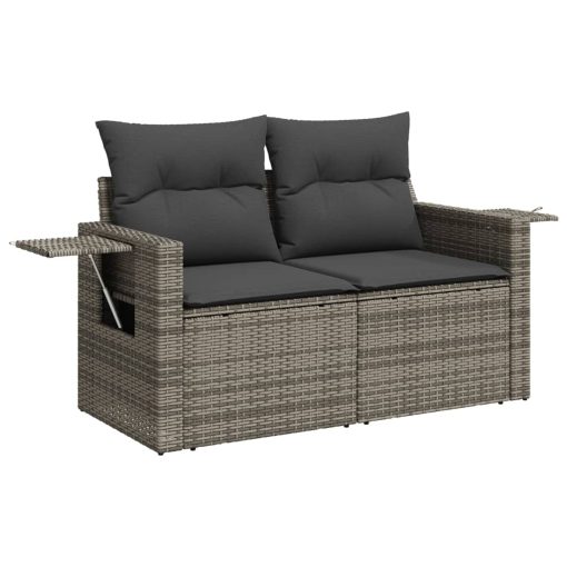 4-dijelni set vrtnih sofa od poliratana s jastucima sivi