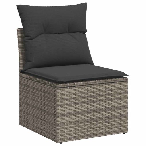 4-dijelni set vrtnih sofa od poliratana s jastucima sivi