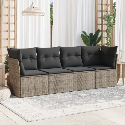4-dijelni set vrtnih sofa od poliratana s jastucima sivi