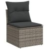 4-dijelni set vrtnih sofa od poliratana s jastucima sivi