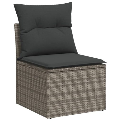 4-dijelni set vrtnih sofa od poliratana s jastucima sivi