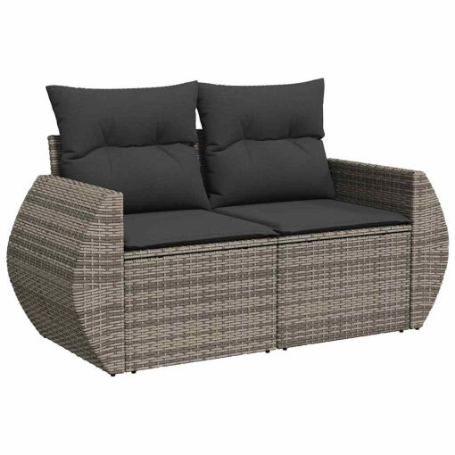4-dijelni set vrtnih sofa od poliratana s jastucima sivi