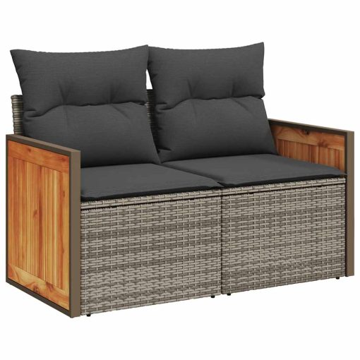 4-dijelni set vrtnih sofa od poliratana s jastucima sivi