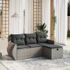 4-dijelni set vrtnih sofa od poliratana s jastucima sivi