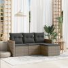 4-dijelni set vrtnih sofa od poliratana s jastucima sivi