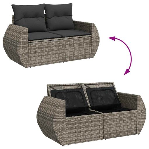 4-dijelni set vrtnih sofa od poliratana s jastucima sivi