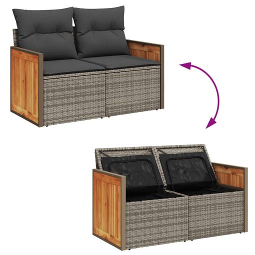 4-dijelni set vrtnih sofa od poliratana s jastucima sivi
