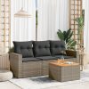 4-dijelni set vrtnih sofa od poliratana s jastucima sivi