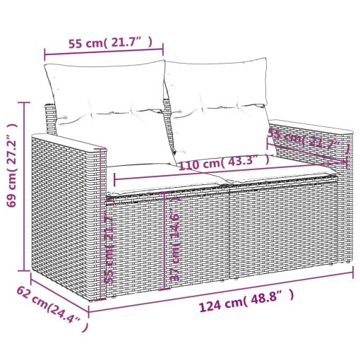 4-dijelni set vrtnih sofa od poliratana s jastucima sivi