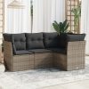 4-dijelni set vrtnih sofa od poliratana s jastucima sivi