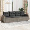 4-dijelni set vrtnih sofa od poliratana s jastucima sivi