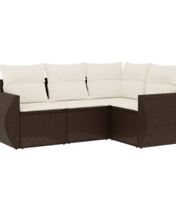 4-dijelni set vrtnih sofa od poliratana s jastucima smeđi