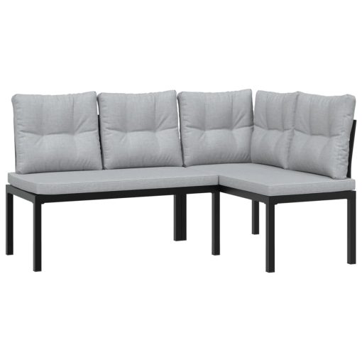 4-dijelni set vrtnih sofa s jastucima čelik obložen prahom crni