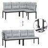 4-dijelni set vrtnih sofa s jastucima čelik obložen prahom crni