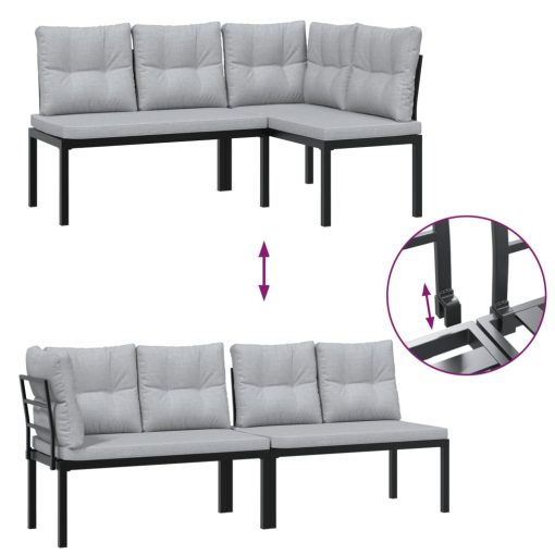 4-dijelni set vrtnih sofa s jastucima čelik obložen prahom crni