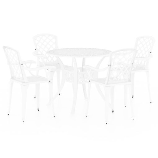 5-dijelni bistro set od lijevanog aluminija bijeli