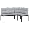 5-dijelni set vrtnih sofa s jastucima čelik obložen prahom crni