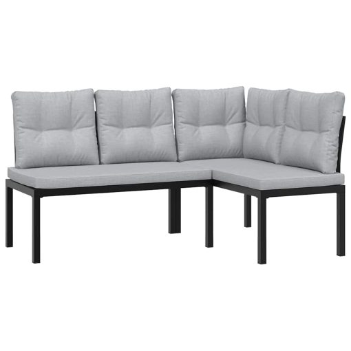 5-dijelni set vrtnih sofa s jastucima čelik obložen prahom crni