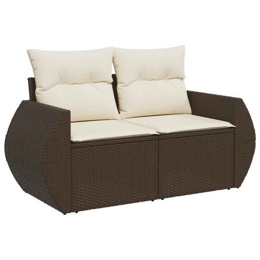 5-dijelni set vrtnih sofa s jastucima poliratan smeđi