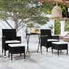 5-dijelni vrtni bistro set od poliratana i kaljenog stakla crni