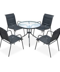 5-dijelni vrtni blagovaonski set čelični crni