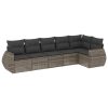 6-dijelni set vrtnih sofa od poliratana s jastucima sivi