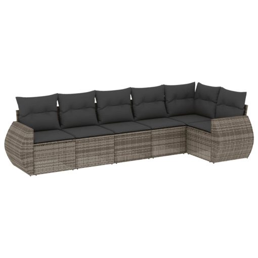 6-dijelni set vrtnih sofa od poliratana s jastucima sivi