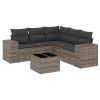 6-dijelni set vrtnih sofa od poliratana s jastucima sivi