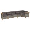 6-dijelni set vrtnih sofa od poliratana s jastucima sivi