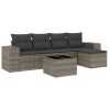 6-dijelni set vrtnih sofa od poliratana s jastucima sivi