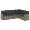 6-dijelni set vrtnih sofa od poliratana s jastucima sivi
