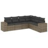 6-dijelni set vrtnih sofa od poliratana s jastucima sivi