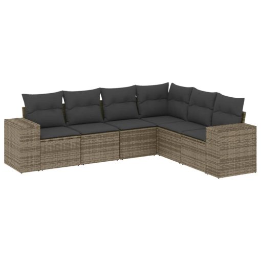 6-dijelni set vrtnih sofa od poliratana s jastucima sivi