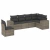 6-dijelni set vrtnih sofa od poliratana s jastucima sivi