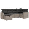 6-dijelni set vrtnih sofa od poliratana s jastucima sivi