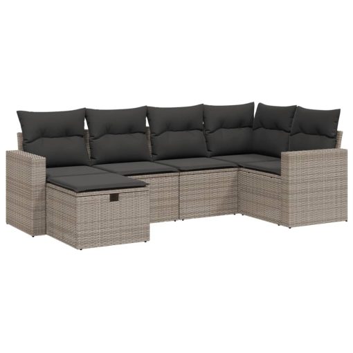 6-dijelni set vrtnih sofa od poliratana s jastucima sivi