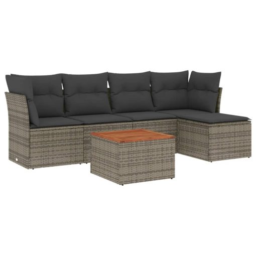 6-dijelni set vrtnih sofa od poliratana s jastucima sivi