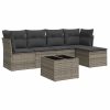 6-dijelni set vrtnih sofa od poliratana s jastucima sivi