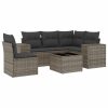 6-dijelni set vrtnih sofa od poliratana s jastucima sivi