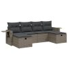 6-dijelni set vrtnih sofa od poliratana s jastucima sivi