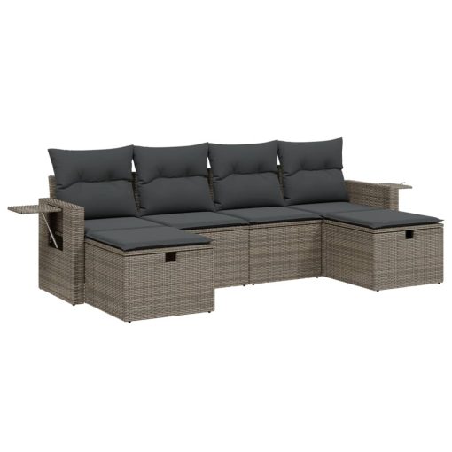6-dijelni set vrtnih sofa od poliratana s jastucima sivi