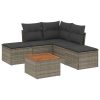 6-dijelni set vrtnih sofa od poliratana s jastucima sivi