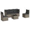 6-dijelni set vrtnih sofa od poliratana s jastucima sivi