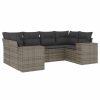 6-dijelni set vrtnih sofa od poliratana s jastucima sivi