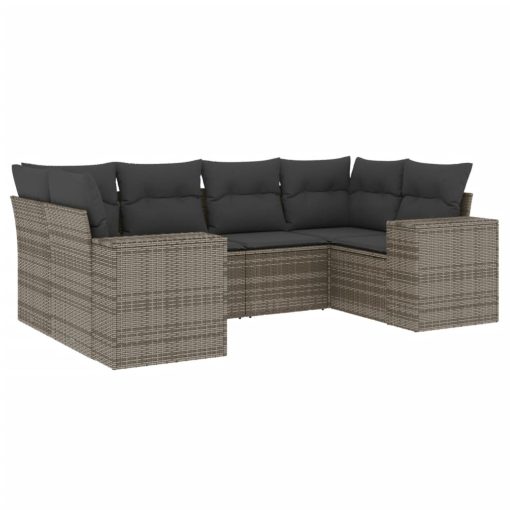 6-dijelni set vrtnih sofa od poliratana s jastucima sivi