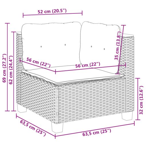 6-dijelni set vrtnih sofa od poliratana s jastucima sivi