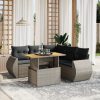 6-dijelni set vrtnih sofa od poliratana s jastucima sivi