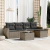 6-dijelni set vrtnih sofa od poliratana s jastucima sivi